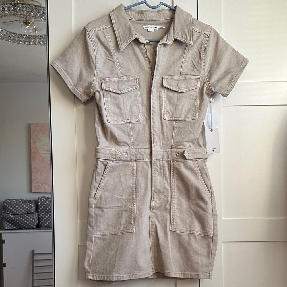 ✨NWT✨Good American Light Tan FIT FOR SUCCESS MINI DRESS